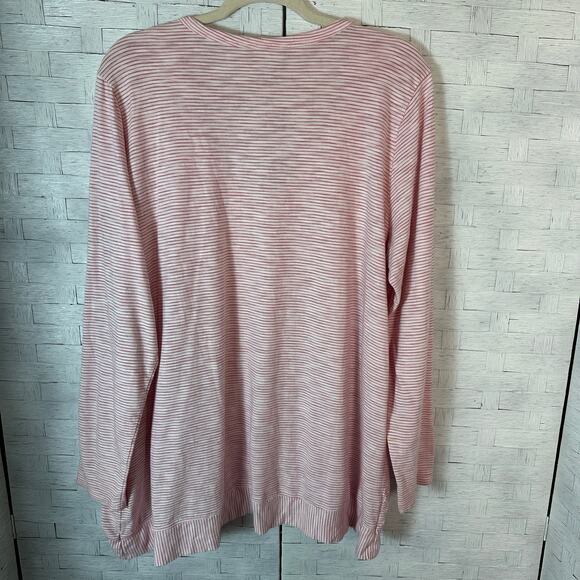 Soft surrounding women’s asymmetrical L sleeve t-shirt striped cozycore plus Sz - Picture 2 of 7